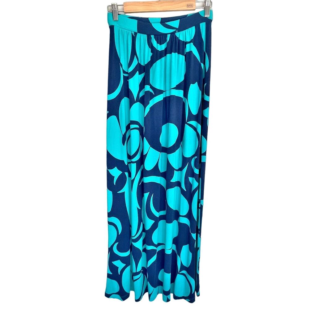 Boden Bold Blue Floral Print Maxi Skirt - size 6 Long